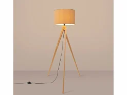 Sollux Lighting Lámpara de pie Natt moderno de tela/PVC/madera - 1 fuentes luminosas - L.77 x A.140 cm - color topo/madera natural