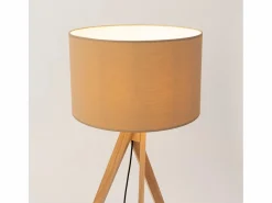 Sollux Lighting Lámpara de pie Natt moderno de tela/PVC/madera - 1 fuentes luminosas - L.77 x A.140 cm - color topo/madera natural