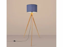 Sollux Lighting Lámpara de pie Natt moderno de tela/PVC/madera - 1 fuentes luminosas - L.77 x A.140 cm - marino/madera natural