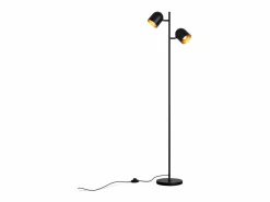 Best NETTLIFE Lámpara de pie 2 bombillas de metal dorado E14 Lámpara de pie industrial retro Negro
