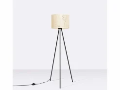 Discount Lámpara de pie Nevia minimalista de tela/PVC/acero - 1 fuentes luminosas - L.40 x A.135 cm - mármol /negro Lámpara De Pie