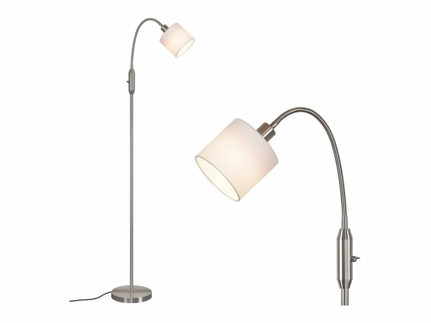 NETTLIFE Lámpara de pie vintage negra de tela con arco giratorio de 360° para una iluminación suave y decorativa Negro