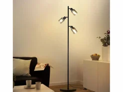 New NETTLIFE Lámpara de pie vintage para sala de estar 3 llamas de vidrio casquillo E14 lámpara de mesa ajustable de metal 350 Negro
