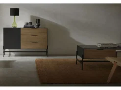 Lámpara de sobremesa cristal con tulipa de algodón negra Lámpara De Mesa