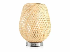 Clearance Lámpara de sobremesa de fibras naturales y base metálica Marru00f3n