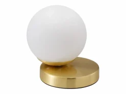 Clearance Lámpara de sobremesa de latón cepillado, L.16 x Alt.15 cm, Dorado y blanco, SOFIA Lámpara De Mesa
