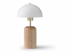 Online Lámpara de sobremesa de madera y metal - D. 20 x Alt. 35,5 cm - Natural y blanco - TANTA Lámpara De Mesa