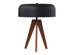 Outlet OZAIA Lámpara de sobremesa madera y negro D.36 x Alt.45 cm - PAVICO Negro / Color natural oscuro