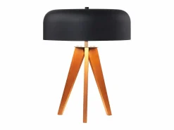 Outlet OZAIA Lámpara de sobremesa madera y negro D.36 x Alt.45 cm - PAVICO Negro / Color natural oscuro
