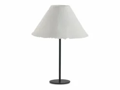 Outlet Lámpara de sobremesa metálica 30x30x41 tulipa de papel maché Blanco