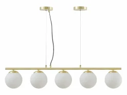 OZAIA Lámpara de suspensión de latón dorado y blanca 5 globos - SOFIA