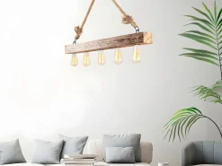 OZAIA Lámpara de techo de madera - lámpara Ancho 100 x Alt. 53 cm - Color natural - EREBOS