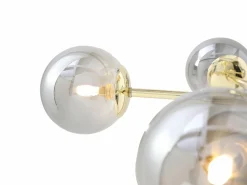 Hot Lámpara de techo de metal y vidrio ahumado brillante - 5 globos - D. 58,5 x Alt. 21 cm - Dorado - SOFIA Plafón