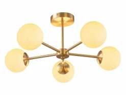 Outlet Lámpara de techo en latón y blanco L.58.5 x Alt.21 cm- SOFIA Plafón