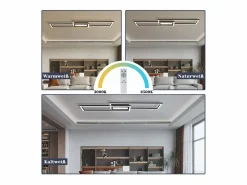 Hot Lámpara de techo LED , negra, moderna, geométrica, regulable, con control remoto. Plafón
