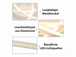 Lámpara de techo LED para dormitorio regulable de 32 W, moderna, de metal , con mando a distancia Plafón