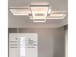NETTLIFE Lámpara de techo LED con control remoto, moderna lámpara de techo geométrica, negra, regulable