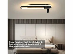 Hot Lámpara de techo LED negra moderna regulable para dormitorio con 1 foco de techo Plafón