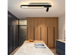 Hot Lámpara de techo LED negra moderna regulable para dormitorio con 1 foco de techo Plafón