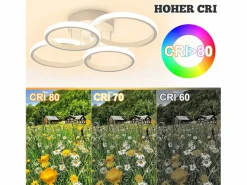 Hot NETTLIFE Lámpara de techo LED , 4 anillos, regulable, blanca, 48 W, para salón Blanco