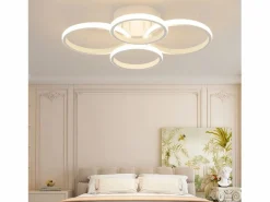 Hot NETTLIFE Lámpara de techo LED , 4 anillos, regulable, blanca, 48 W, para salón Blanco
