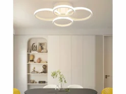 Hot NETTLIFE Lámpara de techo LED , 4 anillos, regulable, blanca, 48 W, para salón Blanco
