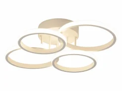 Hot NETTLIFE Lámpara de techo LED , 4 anillos, regulable, blanca, 48 W, para salón Blanco