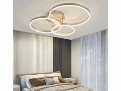 New NETTLIFE Lámpara de techo LED para salón, regulable, 82 cm, diseño moderno, dorada, 74 W, para dormitorio con mando a distancia. Gris