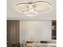 New NETTLIFE Lámpara de techo LED para salón, regulable, 82 cm, diseño moderno, dorada, 74 W, para dormitorio con mando a distancia. Gris