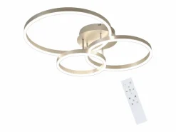 New NETTLIFE Lámpara de techo LED para salón, regulable, 82 cm, diseño moderno, dorada, 74 W, para dormitorio con mando a distancia. Gris