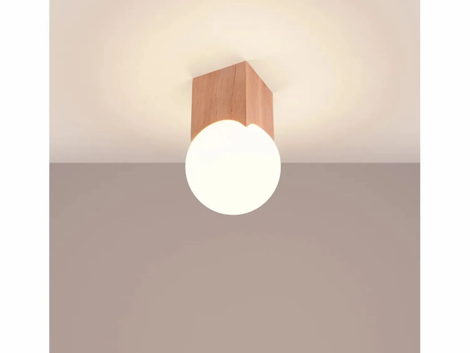 Sollux Lighting Lámpara de techo Lumivere minimalista de madera/vidrio - 1 fuentes luminosas 4000K - L.12 x A.19 cm - madera natural/