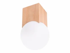 Sollux Lighting Lámpara de techo Lumivere minimalista de madera/vidrio - 1 fuentes luminosas 4000K - L.12 x A.19 cm - madera natural/