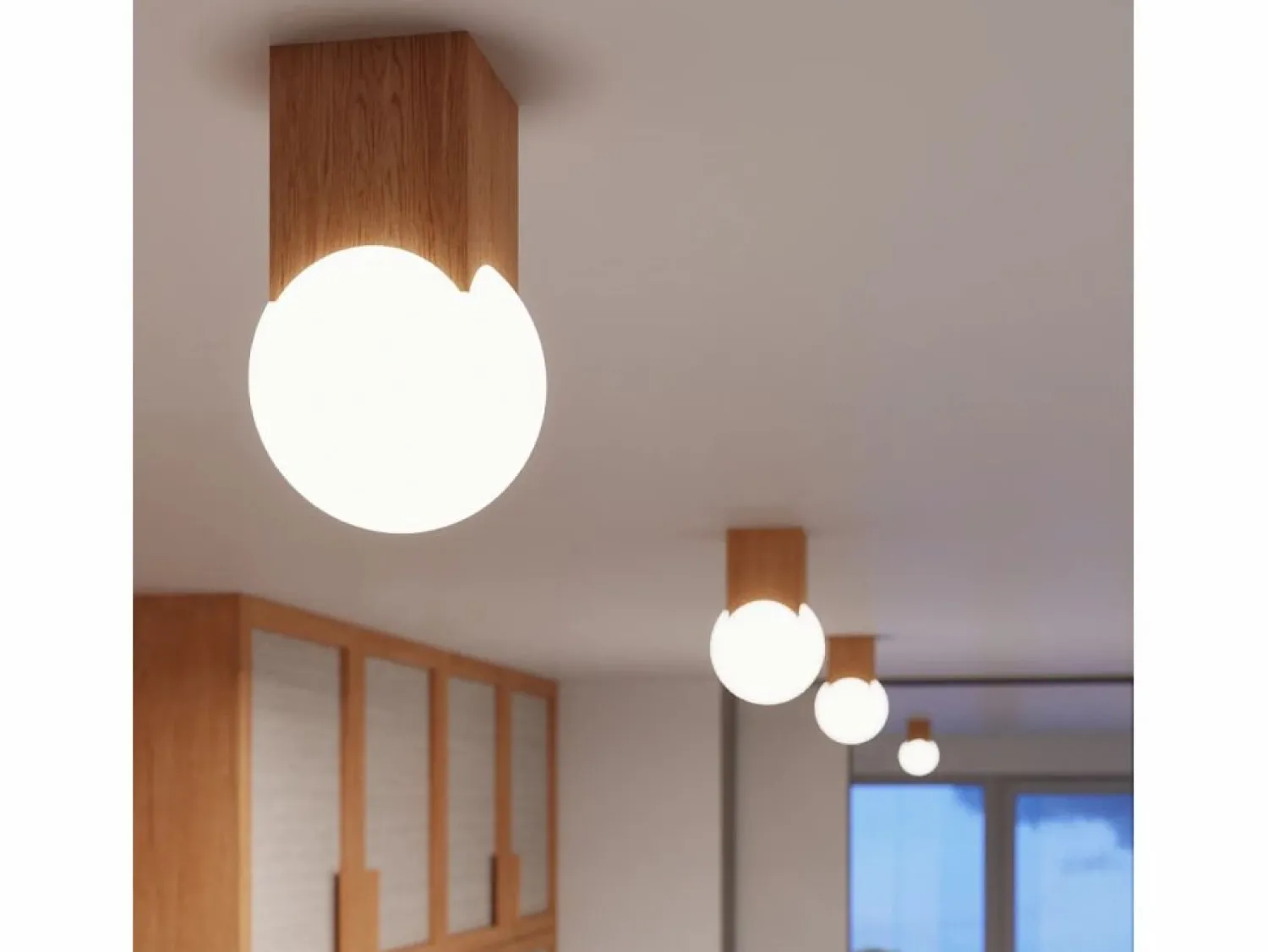 Sollux Lighting Lámpara de techo Lumivere minimalista de madera/vidrio - 1 fuentes luminosas 4000K - L.12 x A.19 cm - madera natural/