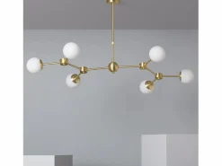 Lámpara de Techo Metal y Cristal Moonlight 6 Focos Dorado Plafón