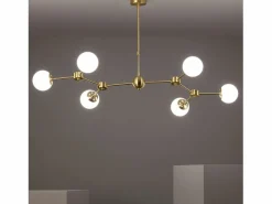Lámpara de Techo Metal y Cristal Moonlight 6 Focos Dorado Plafón
