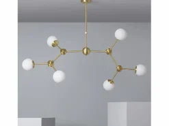 Lámpara de Techo Metal y Cristal Moonlight 6 Focos Dorado Plafón