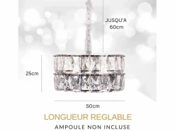 Clearance Lámpara de techo moderna de cristal para salón plateada - Redonda 50 cm - Miami Lámpara Suspendida