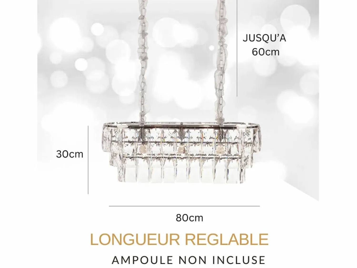 Lámpara de techo moderna de cristal para salón plateada - Ovalada 80 cm - San Francisco