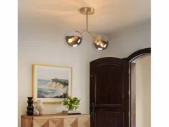 Outlet Lámpara de techo para pasillo : Lámpara de techo vintage E27 con bola de cristal y 2 luces. Plafón