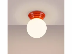 Sale Lámpara de techo Zori minimalista de cerámica/vidrio vidriado - 1 fuentes luminosas - L.12 x A.12 cm - durazno Plafón