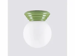 Outlet Sollux Lighting Lámpara de techo Zori minimalista de cerámica/vidrio vidriado - 1 fuentes luminosas - L.12 x A.12 cm - oliva Verde