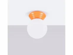 Sale Sollux Lighting Lámpara de techo Zori minimalista de cerámica/vidrio vidriado - 1 fuentes luminosas - L.12 x A.12 cm - Naranja