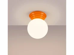 Sale Sollux Lighting Lámpara de techo Zori minimalista de cerámica/vidrio vidriado - 1 fuentes luminosas - L.12 x A.12 cm - Naranja