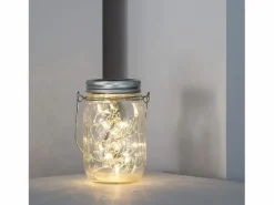 Ledkia Lámpara Exterior LED Tarro Solar 3000K Blanco Cálido Transparente