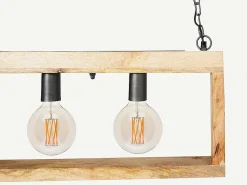 OZAIA Lámpara industrial de madera OLIUS - metal 4 luces Alt. 31 cm - natural