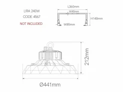 Discount Lámpara LED industrial UFO LENS DALI 150W 100-260V 4000K Negro