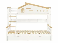 KOMHTOM Lámpara superpuesta para niños 90x200cm & 140x200cm , con jardín-corps, tiroirs, fenêtre, et tiroirs, blanc + couleurs naturelles
