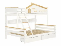 KOMHTOM Lámpara superpuesta para niños 90x200cm & 140x200cm , con jardín-corps, tiroirs, fenêtre, et tiroirs, blanc + couleurs naturelles