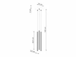 Sollux Lighting Lámparas colgantes Elara moderno de acero - 3 fuentes luminosas 3000K - L.20 x A.120 cm -