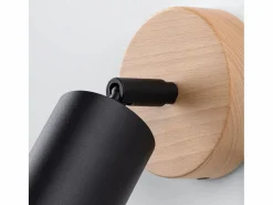 Clearance Lámparas de pared Flare moderno de acero/madera - 1 fuentes luminosas 4000K - L.16 x A.16 cm - madera negra Aplique Para Pared